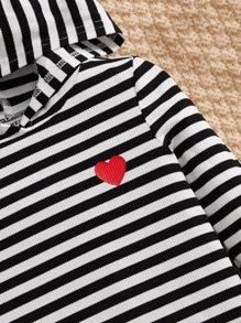 SHEIN Đầm em bé Tim Sọc Giải trí - Đen và trắng - Xem 4