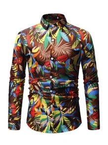 NITAGUT Men Tropical Print Shirt - Multicolor - View 1