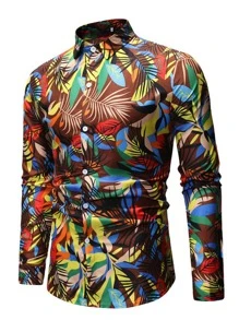 NITAGUT Men Tropical Print Shirt - Multicolor - View 3