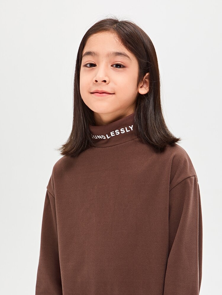 Tween Boys' Youth Letter Printed Half Turtleneck Thermal Base Layer Long Sleeve T-shirt, Autumn & Winter