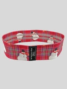 1pc Snowman & Plaid Pattern Yoga Workout Resistance Band - Multicolor - View 4