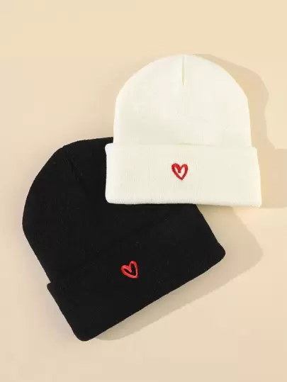2 piezas Gorro elástico de punto con patrón bordado de extraterrestre, gorro estilo Y2K para hombres, moda callejera, otoño e invierno, mantener caliente casual para el Día de San Valentín