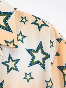 ROMWE MEN Guys Ombre Star Print Shirt - Multicolor - View 5