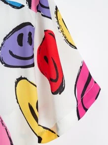 ROMWE MEN Guys Cartoon Face Print Shirt - Multicolor - View 4