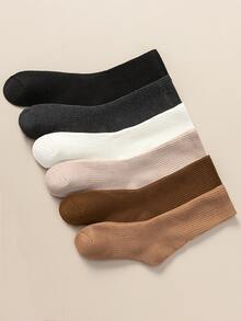 6 pares Calcetines de tripulación unicolor - Multicolor - Ver 6