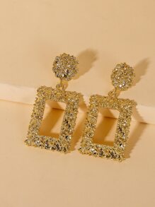 1 par de pintura en aerosol cuadrada geométrica texturizada de aleación de estilo Retro y pendientes galvanizados para mujer, uso diario