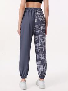 Gabriella Mavri Geo Print Slant Pocket Joggers - Grey - View 2