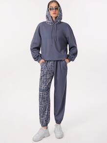 Gabriella Mavri Geo Print Slant Pocket Joggers - Grey - View 3