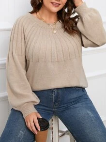 Calvaya Jersey de manga raglán tejido de canalé