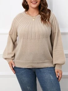 Calvaya Jersey de manga raglán tejido de canalé