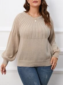 Calvaya Jersey de manga raglán tejido de canalé