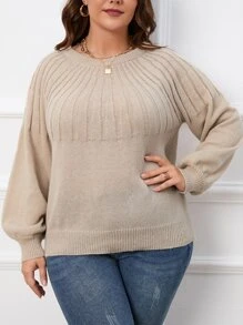 Calvaya Jersey de manga raglán tejido de canalé