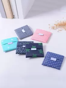 1pc Sanitary Pads Storage Bag Portable Pouch Large Capacity,Minimalist style, Waterproof Fabric For Panty Liners, and Tampons,Random Color - Multicolor - View 5