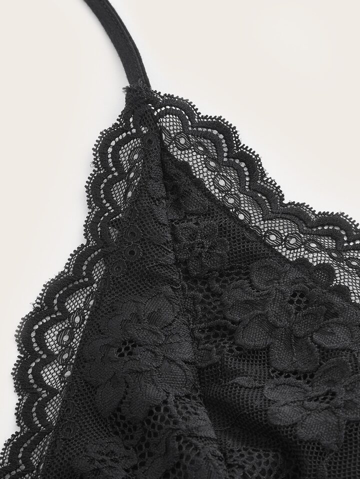 ◇Pleasenofollow◇ Juni Lace Shirring Halter Top Charcoal ☆Pleasenofollow☆ Juni Lace Shirring Halter Top Charcoal