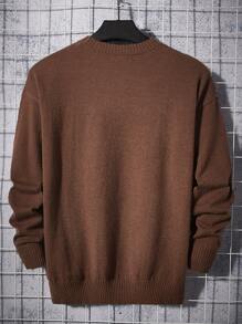 Manfinity VCAY Hombres Jersey unicolor de hombros caídos sin camisa - Café integral - Ver 2