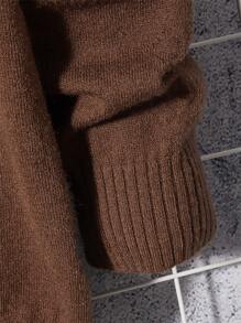 Manfinity VCAY Hombres Jersey unicolor de hombros caídos sin camisa - Café integral - Ver 4