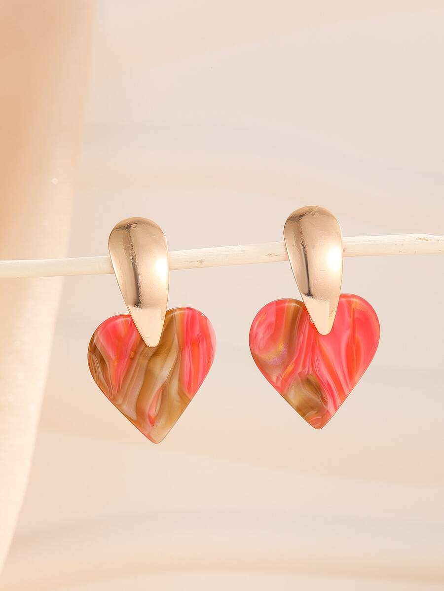 Heart Drop Earrings - Multicolor - View 1