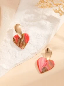 Heart Drop Earrings - Multicolor - View 2
