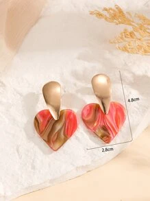 Heart Drop Earrings - Multicolor - View 3