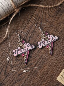 豹紋和字母圖案閃電耳墜 - 彩色 - 查看 3