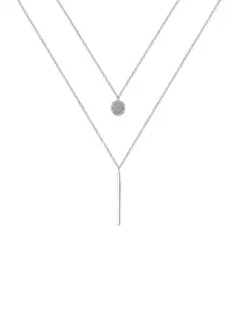 con diamante de imitación & Palo accesorio Collar a capas - Plateado - Ver 3