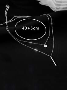 con diamante de imitación & Palo accesorio Collar a capas - Plateado - Ver 5