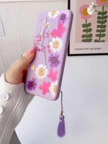 Floral Print Phone Case With Tassel - Multicolor - View 4