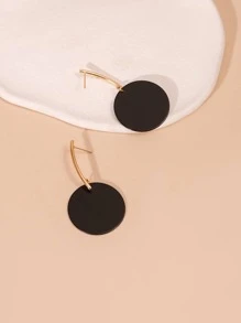 Pendientes largos redondos - Negro - Ver 2