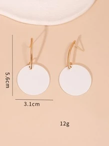 圓形耳墜 - 白色 - 查看 3