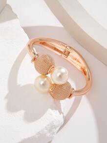 Đồ trang trí Ngọc Trai giả Vòng tay - Hoa hồng vàng - Xem 3