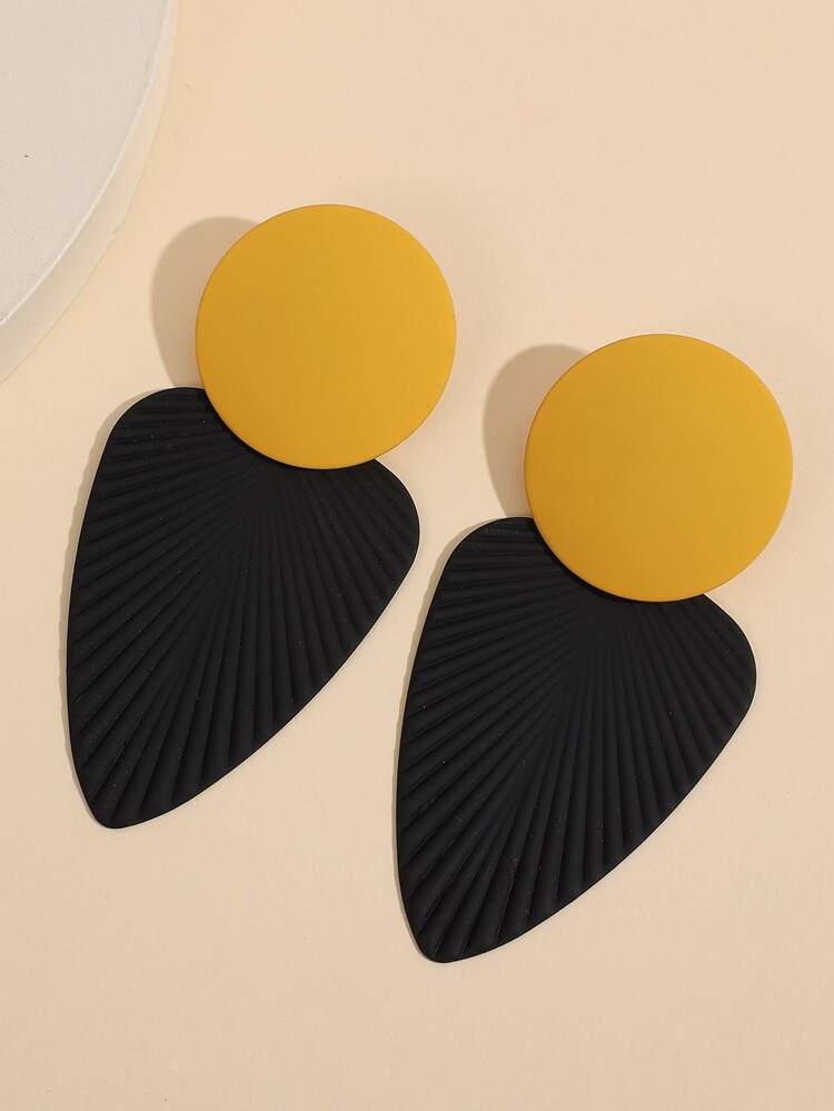 Textured Geometric Drop Earrings