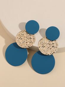 Round Drop Earrings - Blue - View 2