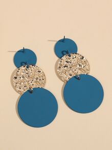 Round Drop Earrings - Blue - View 3