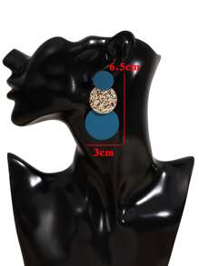 Round Drop Earrings - Blue - View 4