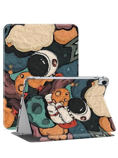 1pc Cute Cartoon Astronaut Theme Protective Cover For Tablet With Shockproof Feature, Compatible With Samsung A8 And Ipad 10th Generation, Built-in Magnetic Stand Function