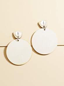 Heart & Slogan Graphic Round Drop Earrings - Multicolor - View 2