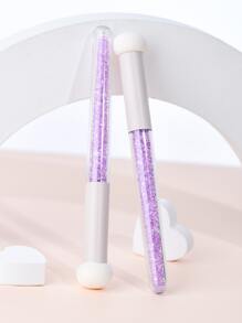 2入組遮瑕膏祛痘印黑眼圈海綿蘑菇頭暈化妝刷刷子 - 紫色 - 查看 1