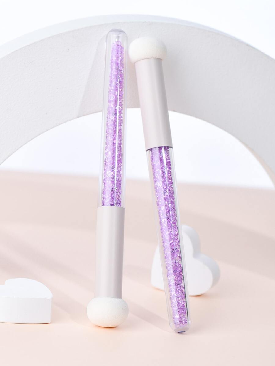 2入組遮瑕膏祛痘印黑眼圈海綿蘑菇頭暈化妝刷刷子 - 紫色 - 查看 1