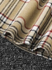 Girls Plaid Button Front Pleated Skirt - Camel - View 4