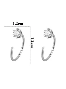 Nooxian Hoa tai trang trí bằng đá khối Zirconia - Bạc - Xem 4