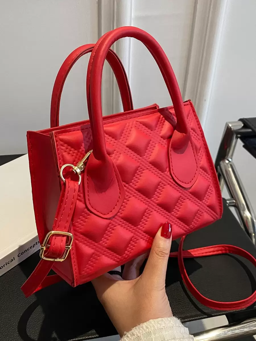 Mini Crocodile Pattern Plaid Handbag