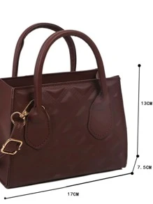 Mini Embossed Detail Square Bag - Brown - View 3