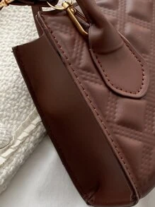 Mini Embossed Detail Square Bag - Brown - View 7