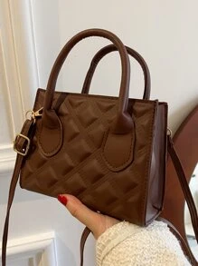 Mini Embossed Detail Square Bag - Brown - View 8