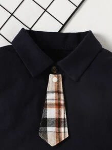 男嬰系帶補丁貼上衣和格紋長褲 - 彩色 - 查看 3