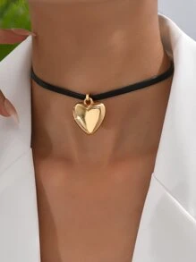 1pc Fashionable Versatile Heart Pendant Necklace - Multicolor - View 2