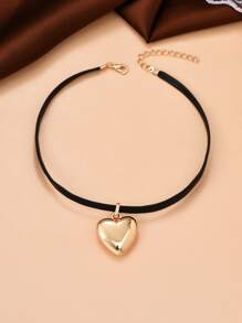 1pc Fashionable Versatile Heart Pendant Necklace - Multicolor - View 3