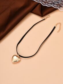 1pc Fashionable Versatile Heart Pendant Necklace - Multicolor - View 4