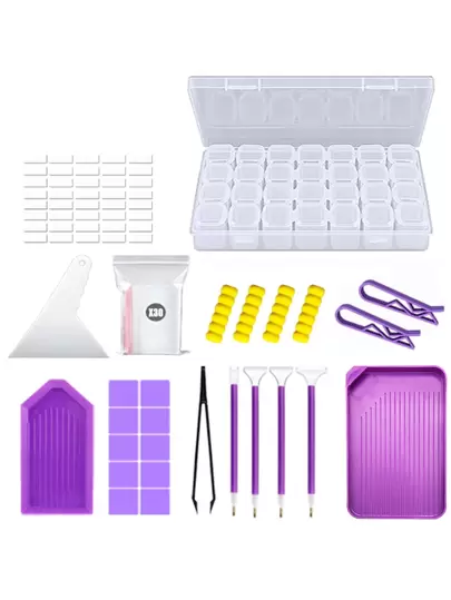 56入組創意ABS鑽石繪畫工具套裝日常素色鑽石藝術配件和工具套裝適合成人DIY工藝品