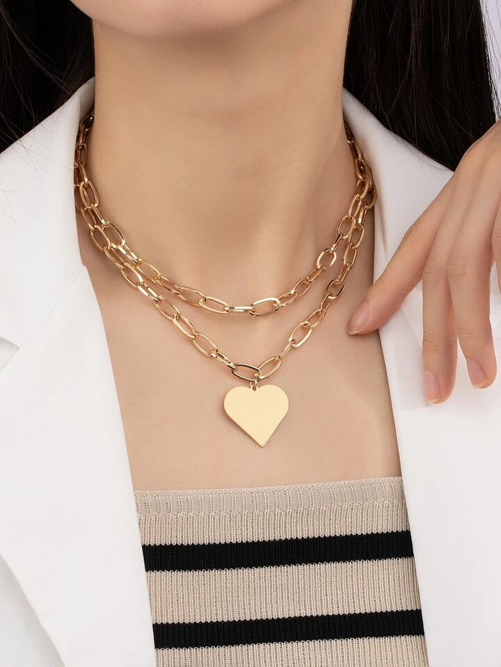 LE SSERAFIM着用★関税込★usite★Super Hearts 2Ways Necklace Fashion Jewelry Stainless Steel Necklace Blue Water Drop